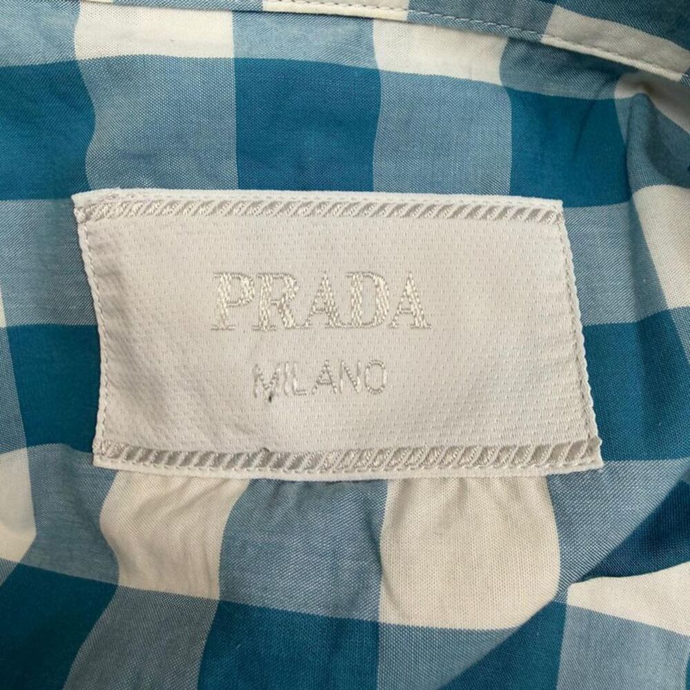 Prada Checked Button-Down Short Sleeve Shirt in B… - image 4